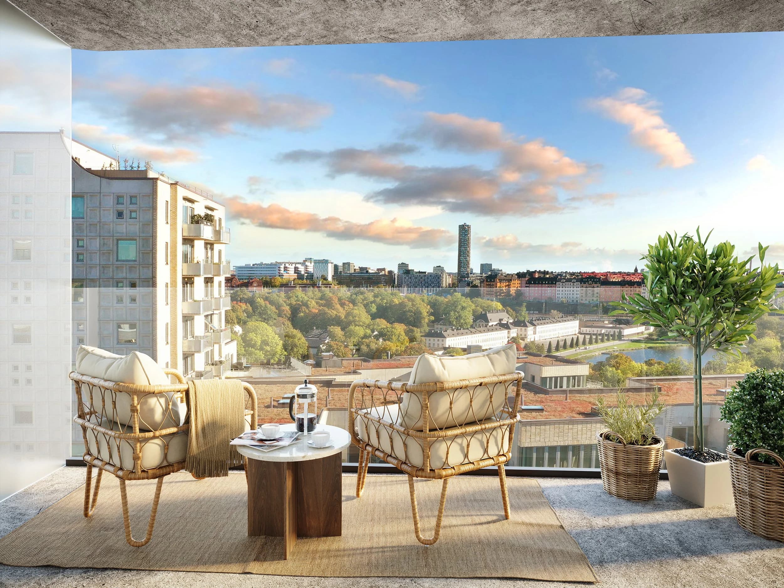 Modern lägenhet med ljust vardagsrum i Stockholm